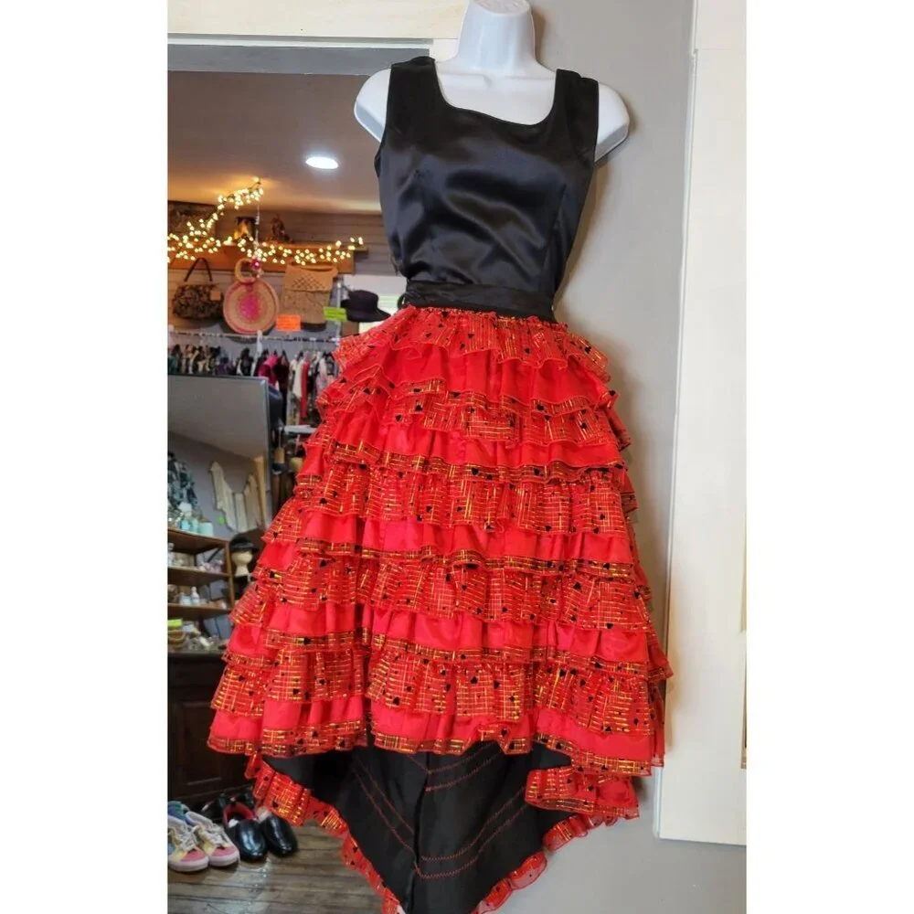 Four Dresses in One. Handmade Unique Black and Red Satiny Dress Size MD-LG - Picture 2 of 16